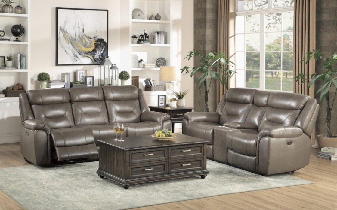 Danio Power Double Reclining Sofa with Power Headrests in Brownish Gray 9528BRG-3PWH - VIP FURNITURE (NJ)