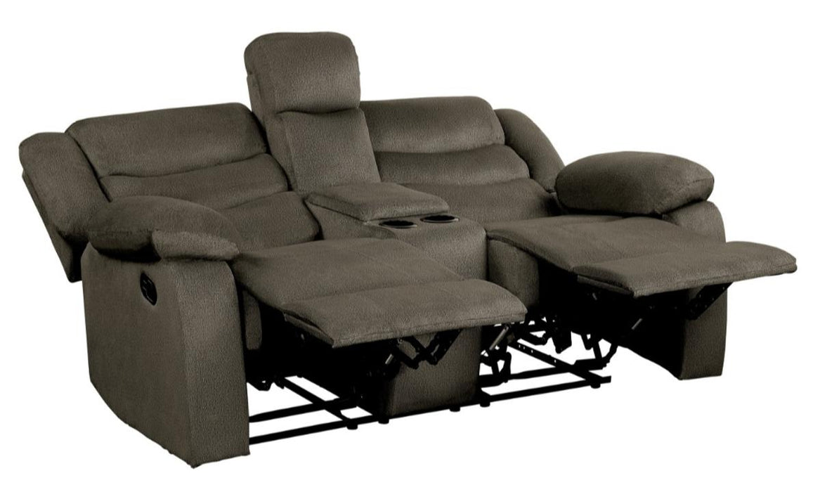 Discus Double Reclining Loveseat in Brown 9526BR-2 - VIP FURNITURE (NJ)