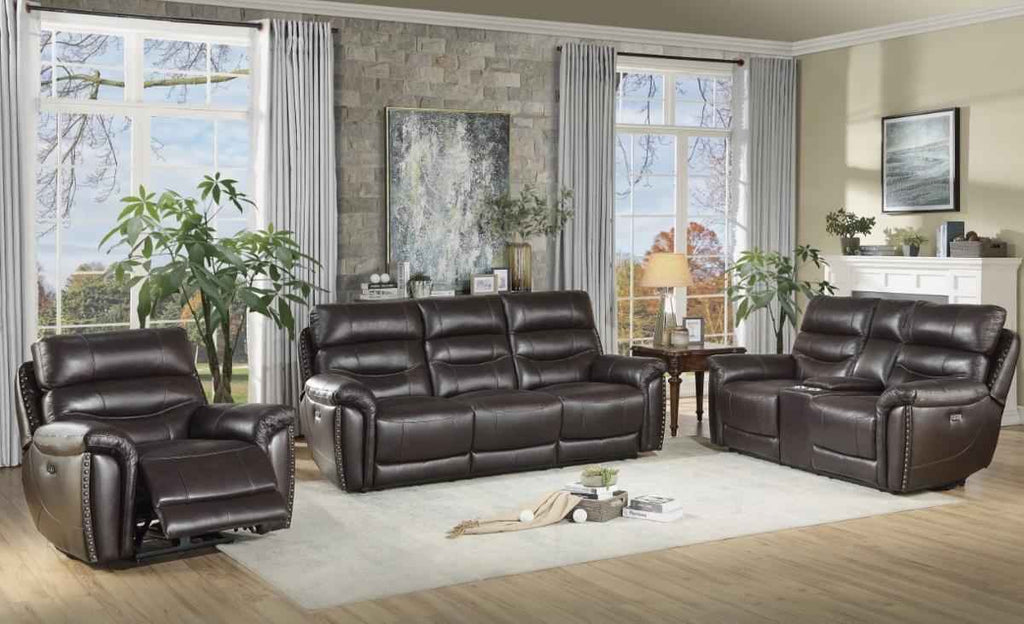 Lance Power Double Reclining Loveseat with Power Headrests in Brown 9527BRW-2PWH