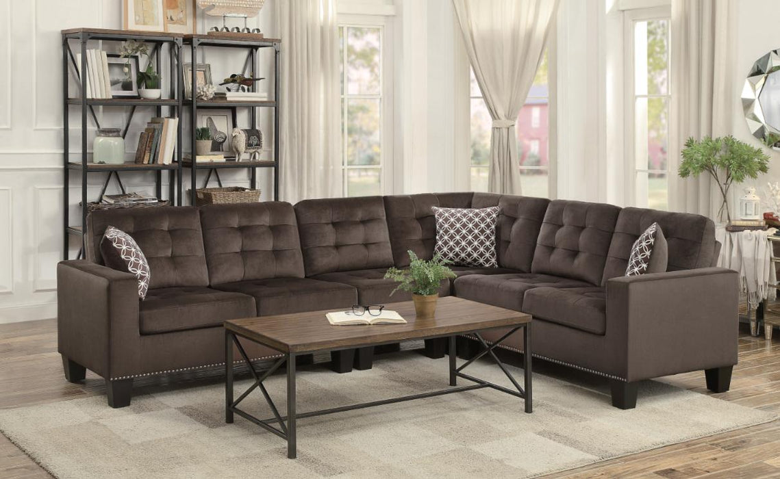 Lantana 2-Piece Reversible Sectional in Chocolate 9957CH*SC - VIP FURNITURE (NJ)