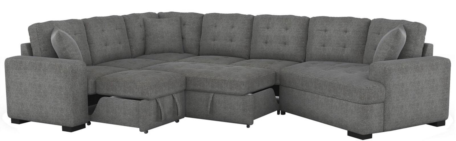 Logansport Right Side Cuddler with 1 Pillow in Gray 9401GRY-RU - VIP FURNITURE (NJ)