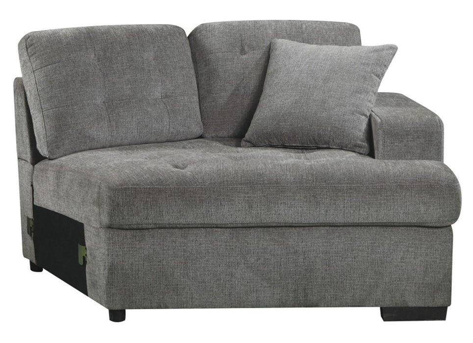 Logansport Right Side Cuddler with 1 Pillow in Gray 9401GRY-RU - VIP FURNITURE (NJ)