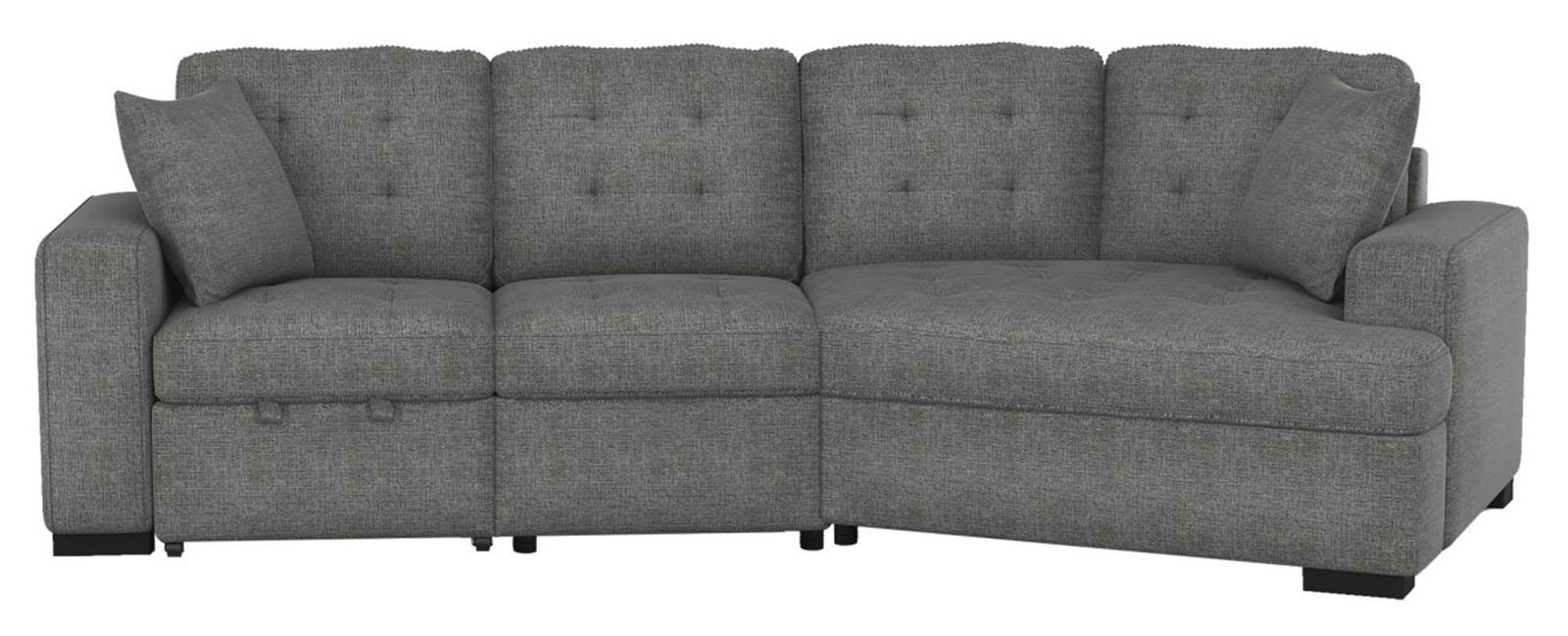 Logansport Right Side Cuddler with 1 Pillow in Gray 9401GRY-RU - VIP FURNITURE (NJ)