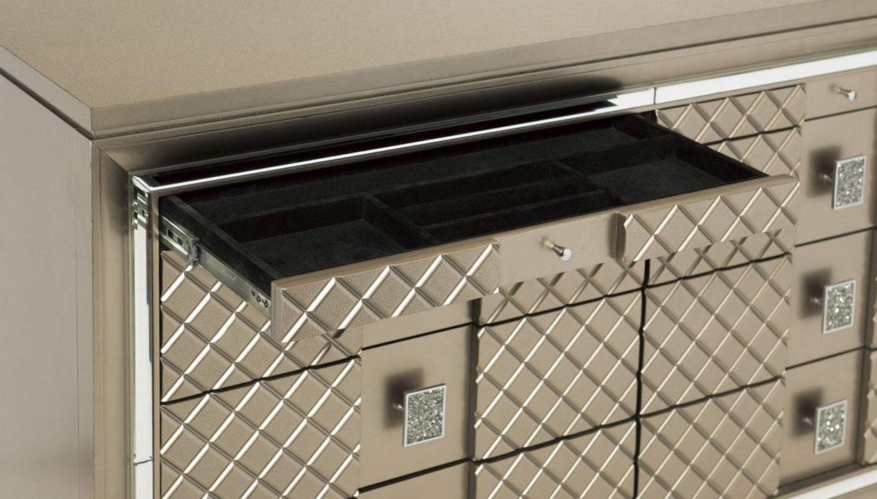 Loudon 8 Drawer Dresser in Champagne Metallic 1515-5 - VIP FURNITURE (NJ)