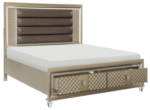 Loudon King Platform with Storage Bed in Champagne Metallic 1515K-1EK* - VIP FURNITURE (NJ)