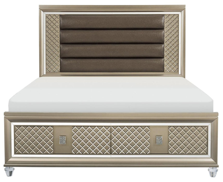 Loudon King Platform with Storage Bed in Champagne Metallic 1515K-1EK* - VIP FURNITURE (NJ)