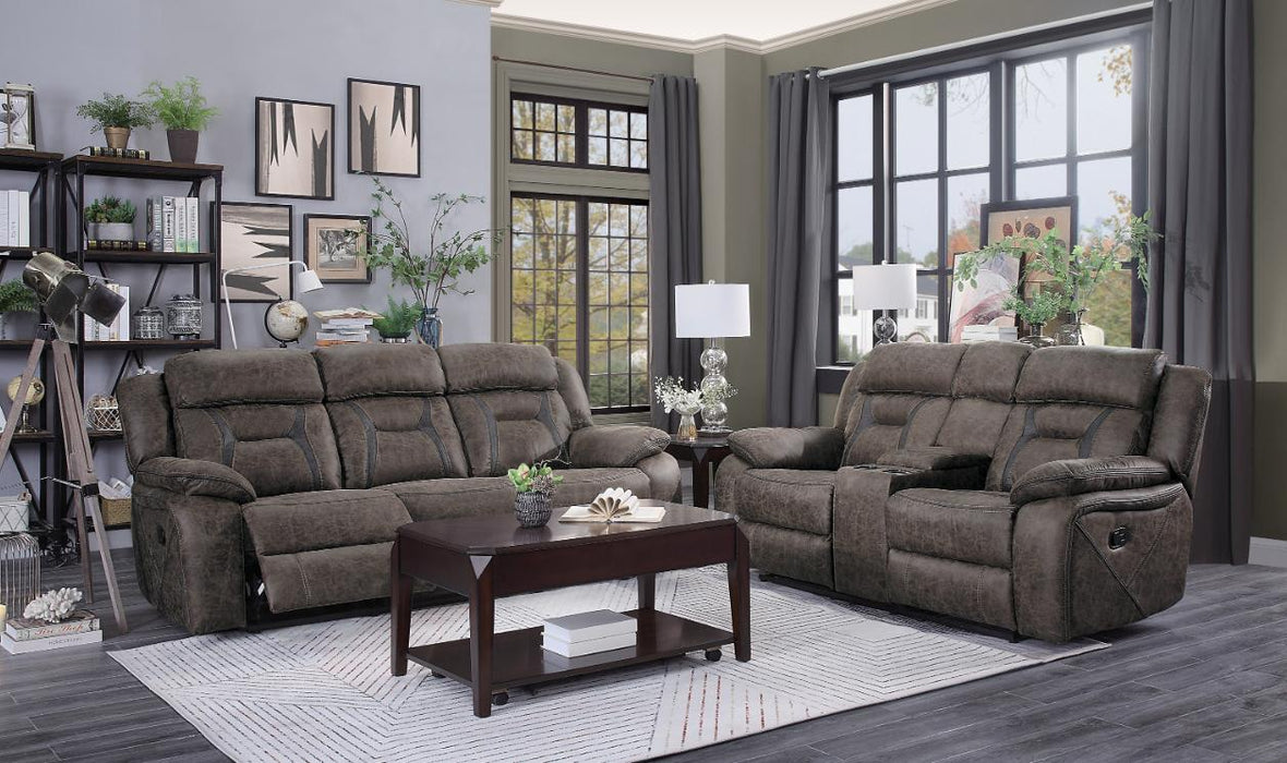 Madrona Double Reclining Sofa in Dark Brown 9989DB-3 - VIP FURNITURE (NJ)