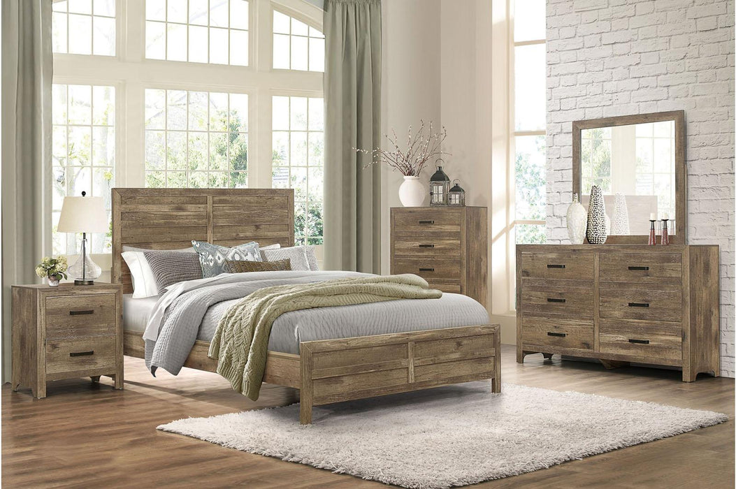 Mandan Queen Panel Bed in Weathered Pine 1910-1* - VIP FURNITURE (NJ)