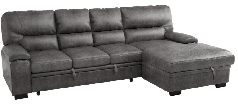 Michigan Sectional with Pull Out Bed and Right Chaise in Dark Gray 9407DG*2RC3L - VIP FURNITURE (NJ)