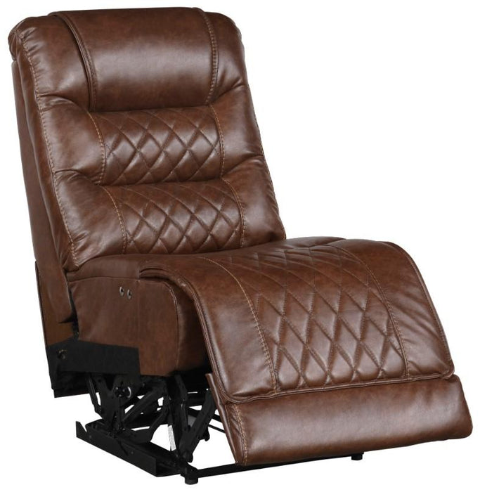 Putnam Power Armless Reclining Chair in Brown 9405BR-ARPW - VIP FURNITURE (NJ)