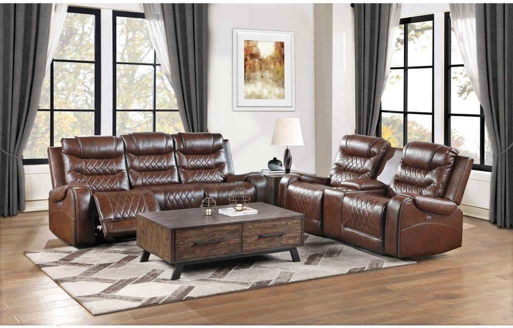Putnam Power Double Reclining Loveseat in Brown 9405BR-2PW - VIP FURNITURE (NJ)