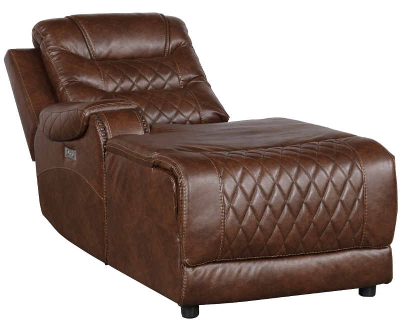 Putnam Power Left Side Reclining Chaise with USB Port in Brown 9405BR-LCPW - VIP FURNITURE (NJ)