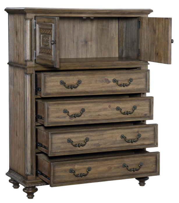 Rachelle 4 Drawer Chest in Weathered Pecan 1693-9 - VIP FURNITURE (NJ)