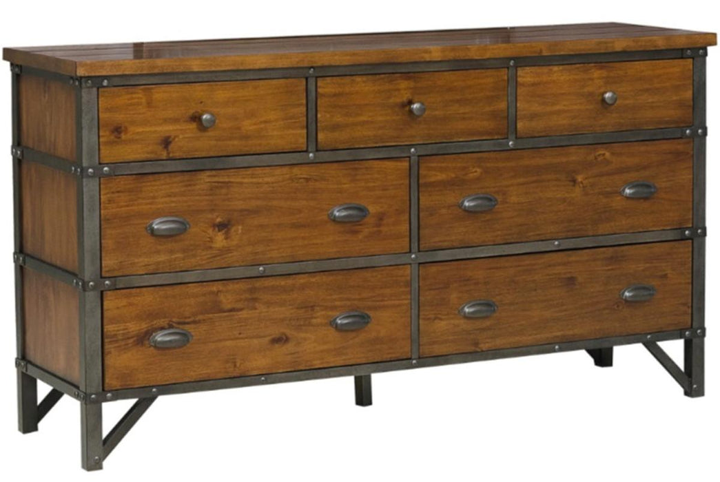 Holverson Dresser in Rustic Brown & Gunmetal 1715-5 - VIP FURNITURE (NJ)