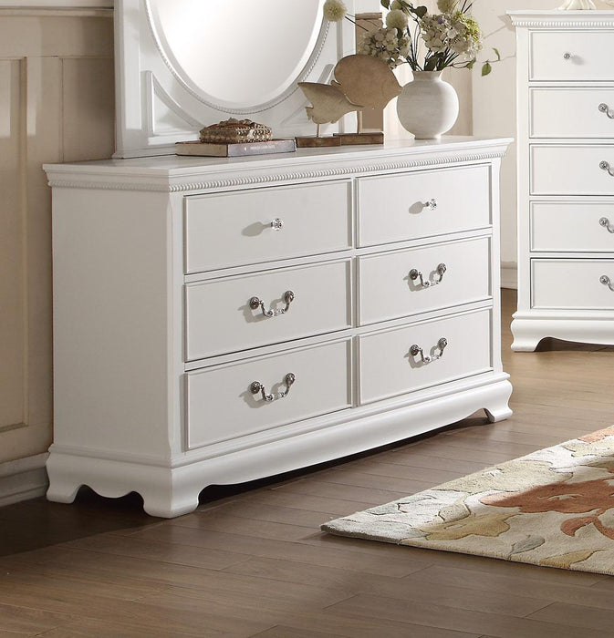 Lucida 6 Drawer Dresser in White 2039W-5 - VIP FURNITURE (NJ)