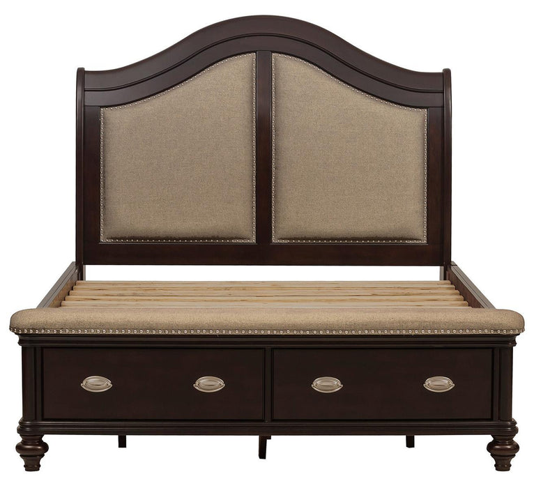 Marston Queen Sleigh Storage Bed in Dark Cherry 2615DC-1 - VIP FURNITURE (NJ)