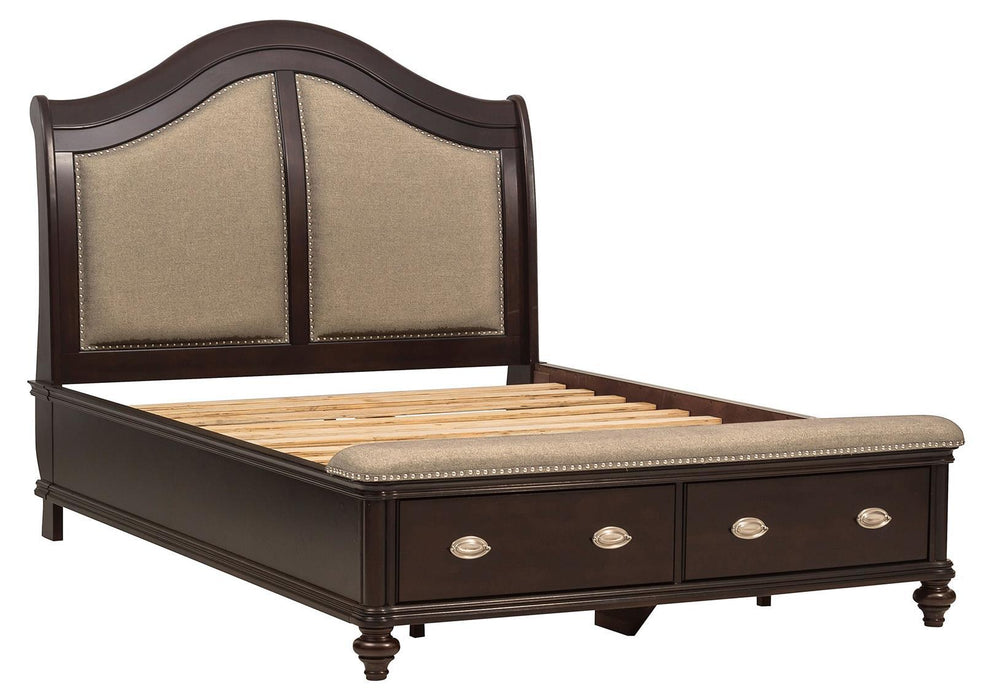 Marston Queen Sleigh Storage Bed in Dark Cherry 2615DC-1 - VIP FURNITURE (NJ)
