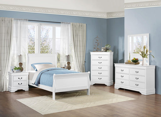 Mayville Twin Sleigh Bed in White 2147TW-1 - VIP FURNITURE (NJ)