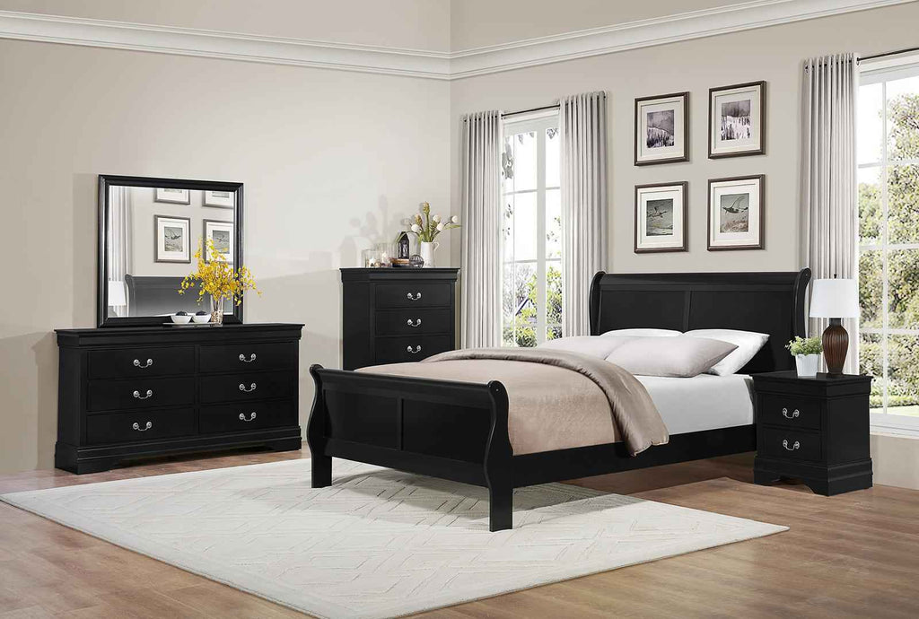 Mayville Queen Sleigh Bed in Black 2147BK-1