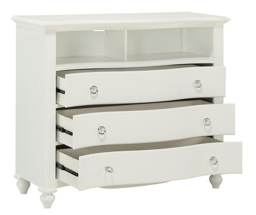 Meghan 3 Drawer Media Chest in White 2058WH-11 - VIP FURNITURE (NJ)