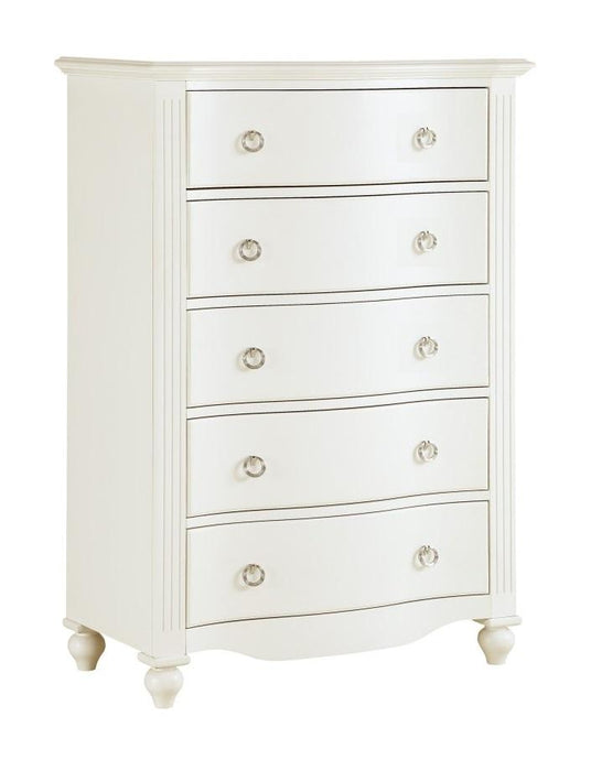 Meghan 5 Drawer Chest in White 2058WH-9 - VIP FURNITURE (NJ)