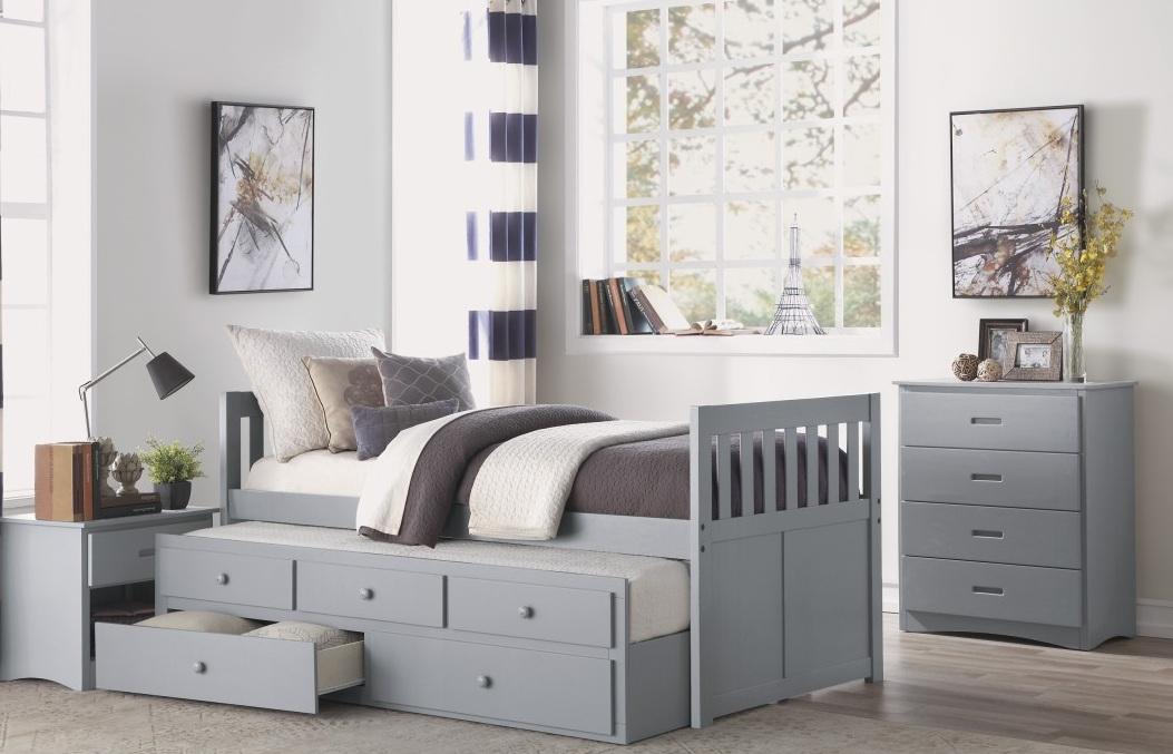 Orion Twin/Twin Trundle Bed w/ 2 Storage in Gray B2063PR-1* - VIP FURNITURE (NJ)