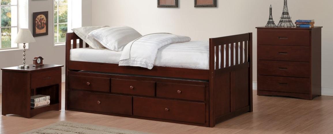 Rowe Twin/Twin Trundle Bed w/ Two Storage Drawers in Dark Cherry B2013PRDC-1* - VIP FURNITURE (NJ)
