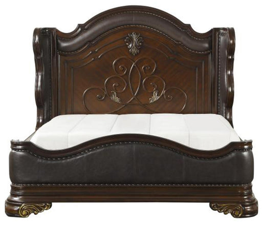Royal Highlands Queen Upholstered Panel Bed in Rich Cherry 1603-1 - VIP FURNITURE (NJ)