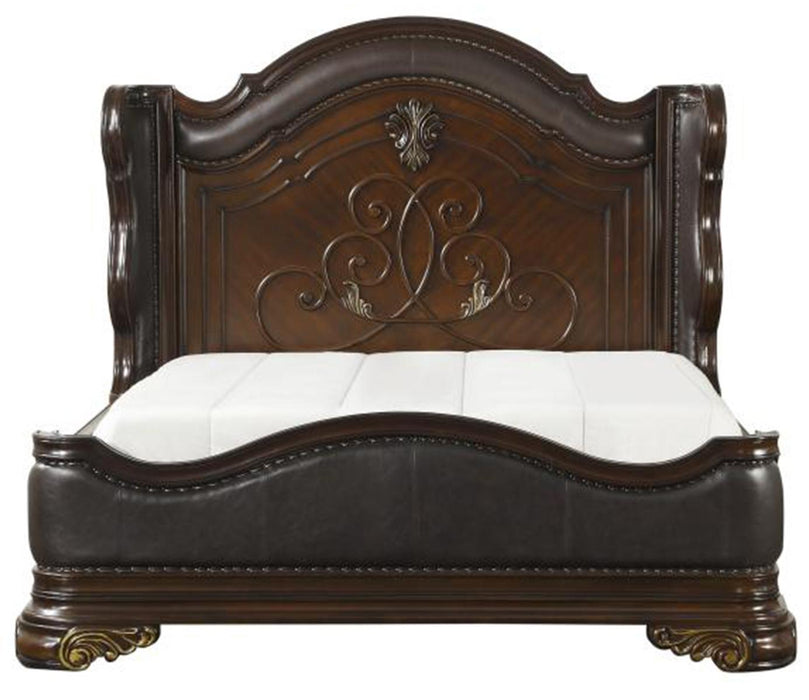 Royal Highlands King Upholstered Panel Bed in Rich Cherry 1603K-1EK - VIP FURNITURE (NJ)