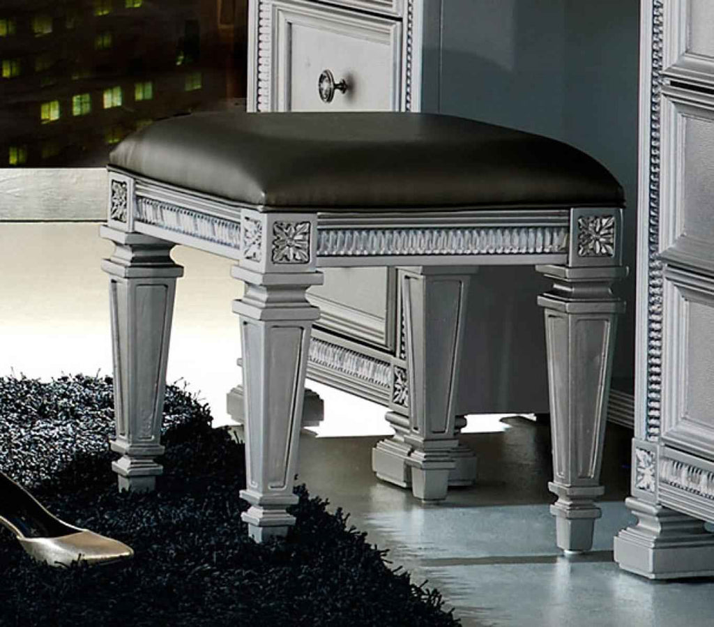 Bevelle Vanity Stool in Silver 1958-14