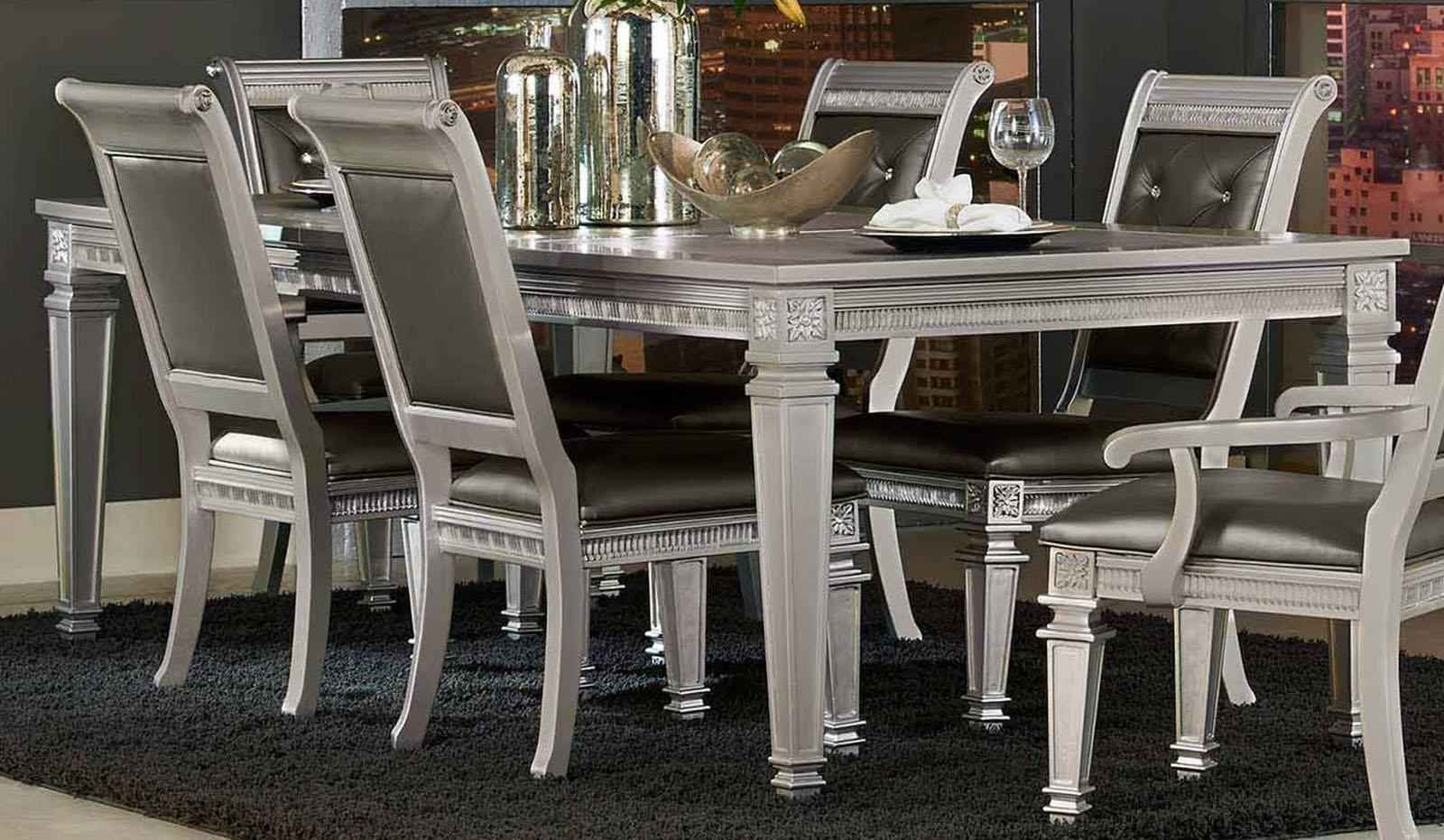 Bevelle Rectangular Dining Table in Silver 1958-96