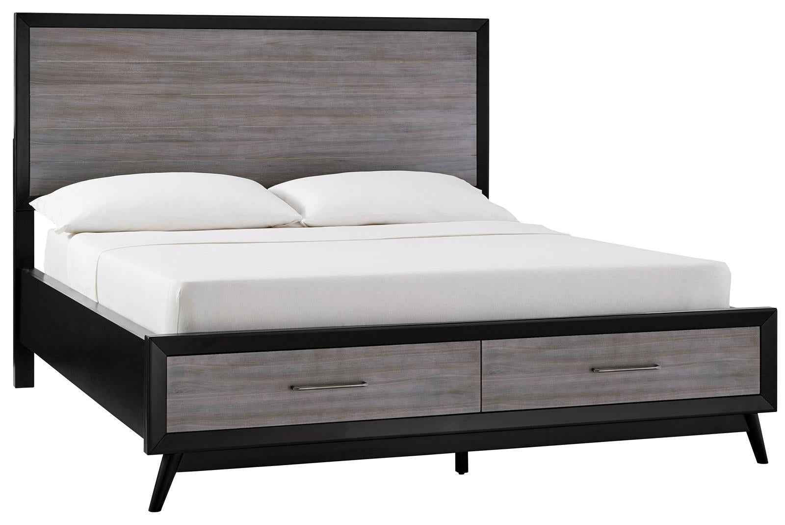 Raku Queen Storage Platform Bed in Gray 1711-1