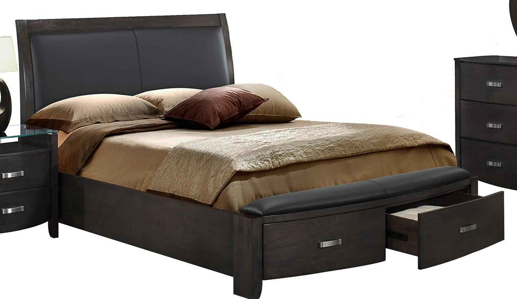 Lyric Queen Sleigh Storage Bed in Brownish Gray 1737NGY-1