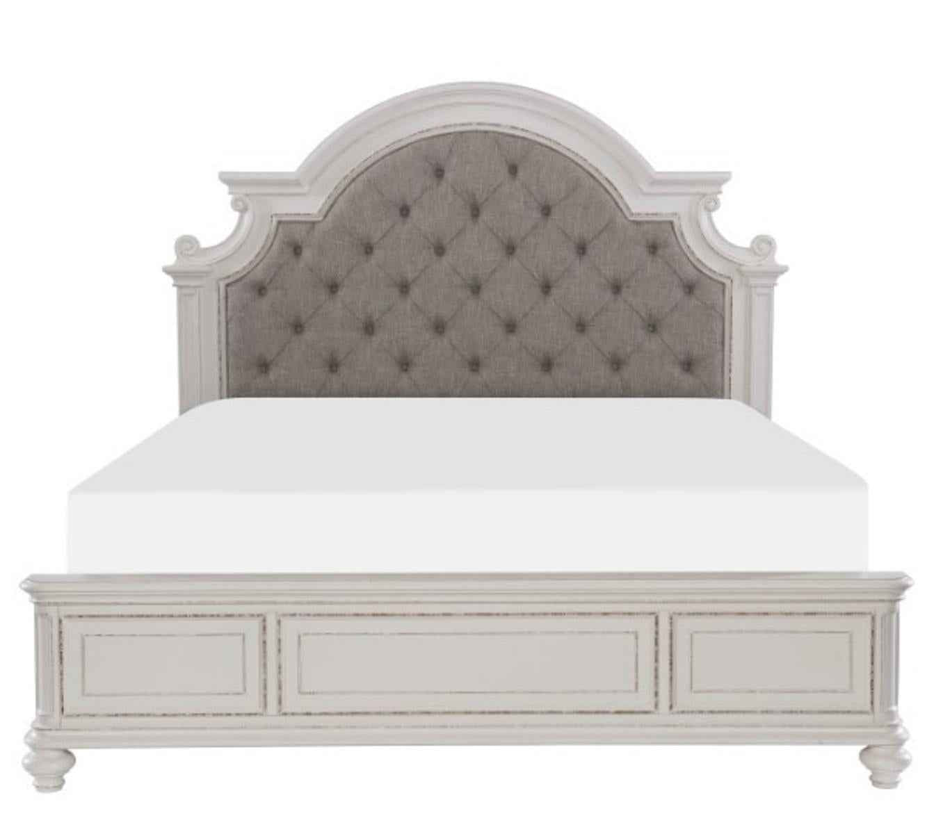Baylesford King Upholstered Panel Bed in Antique White 1624KW-1EK*