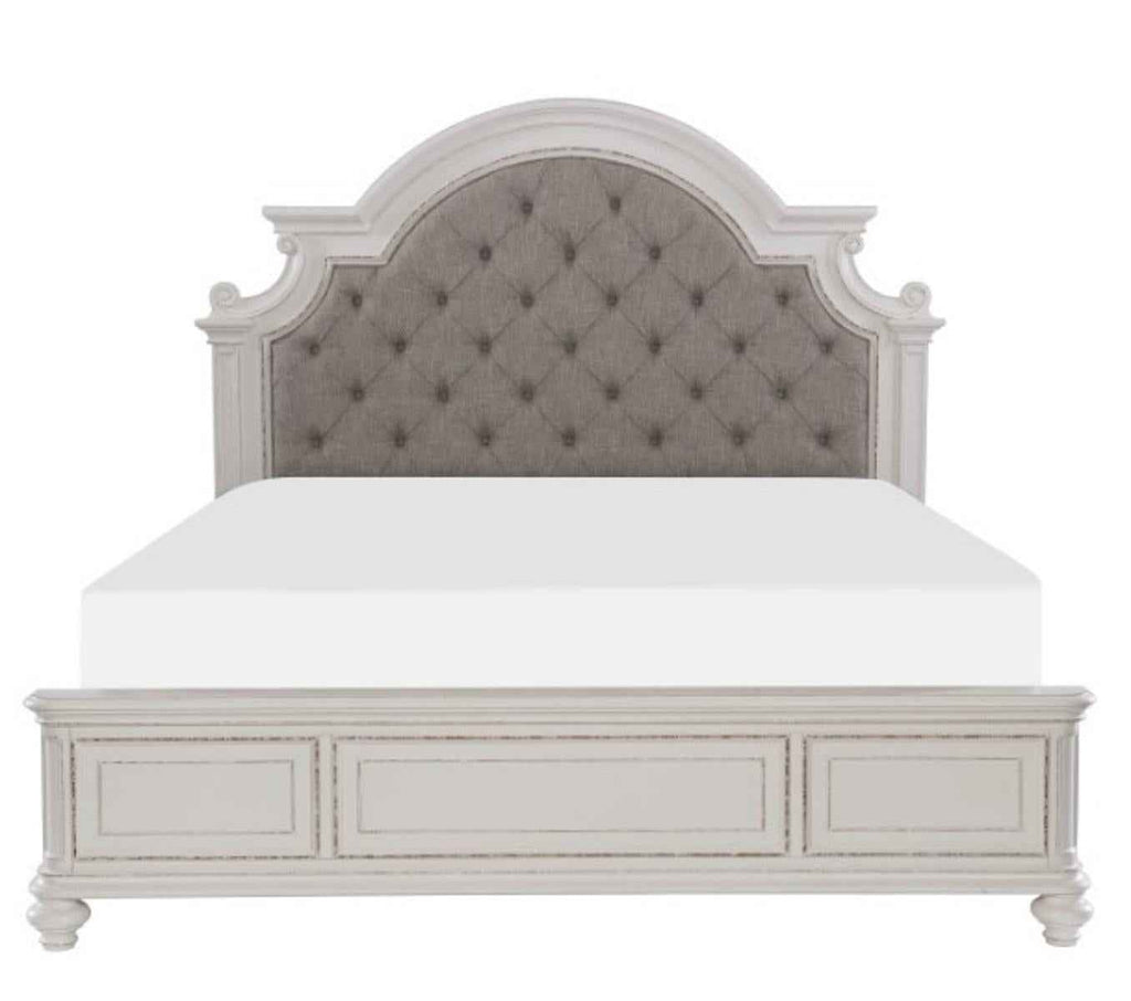 Baylesford Queen Upholstered Panel Bed in Antique White 1624W-1*