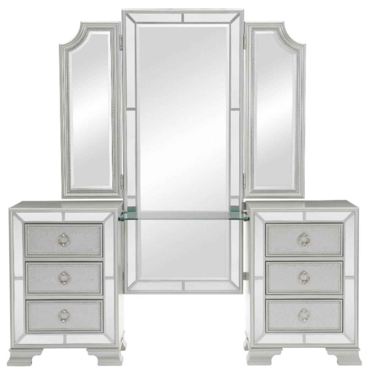 Avondale Vanity Dresser with Mirror in Silver 1646-15