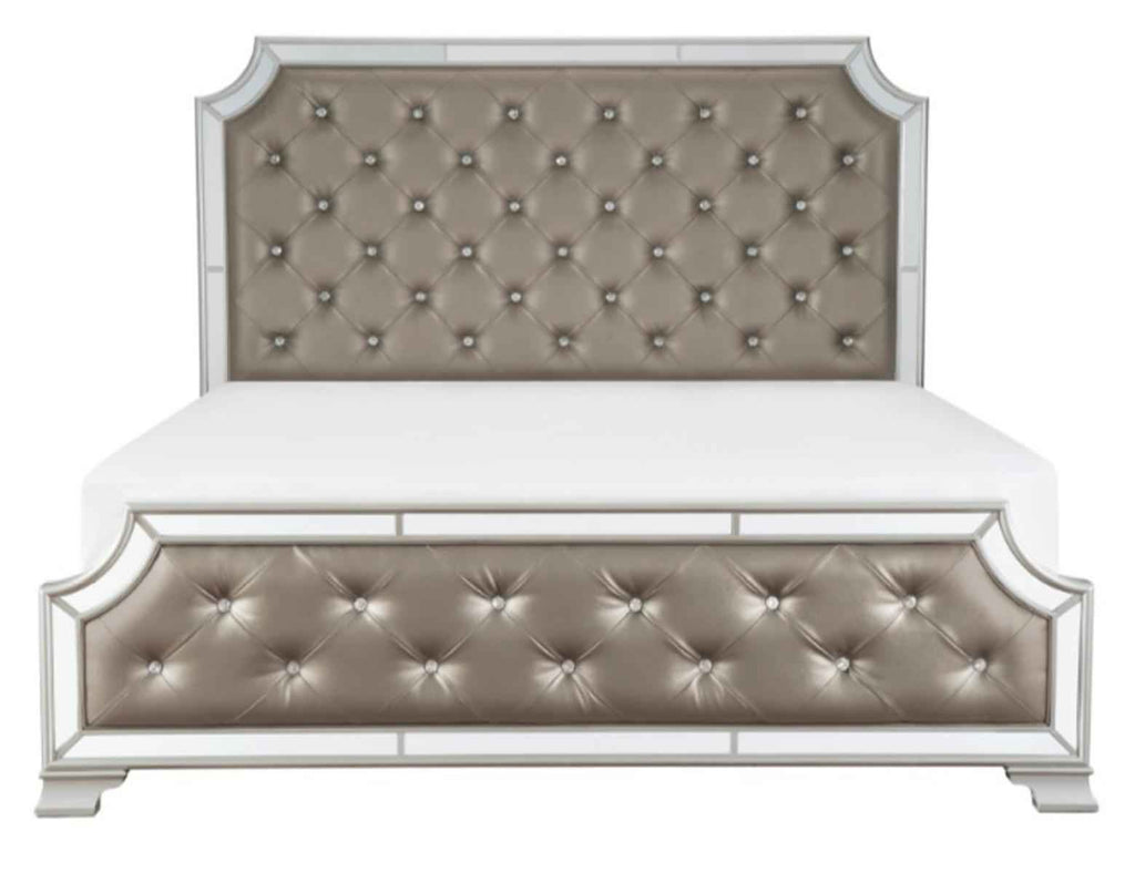 Avondale Queen Upholstered Panel Bed in Silver 1646-1*