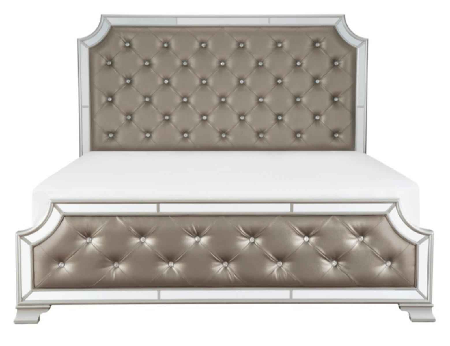 Avondale Queen Upholstered Panel Bed in Silver 1646-1*