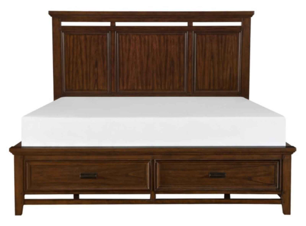 Frazier King Upholstered Storage Platform Bed in Dark Cherry 1649K-1EK*