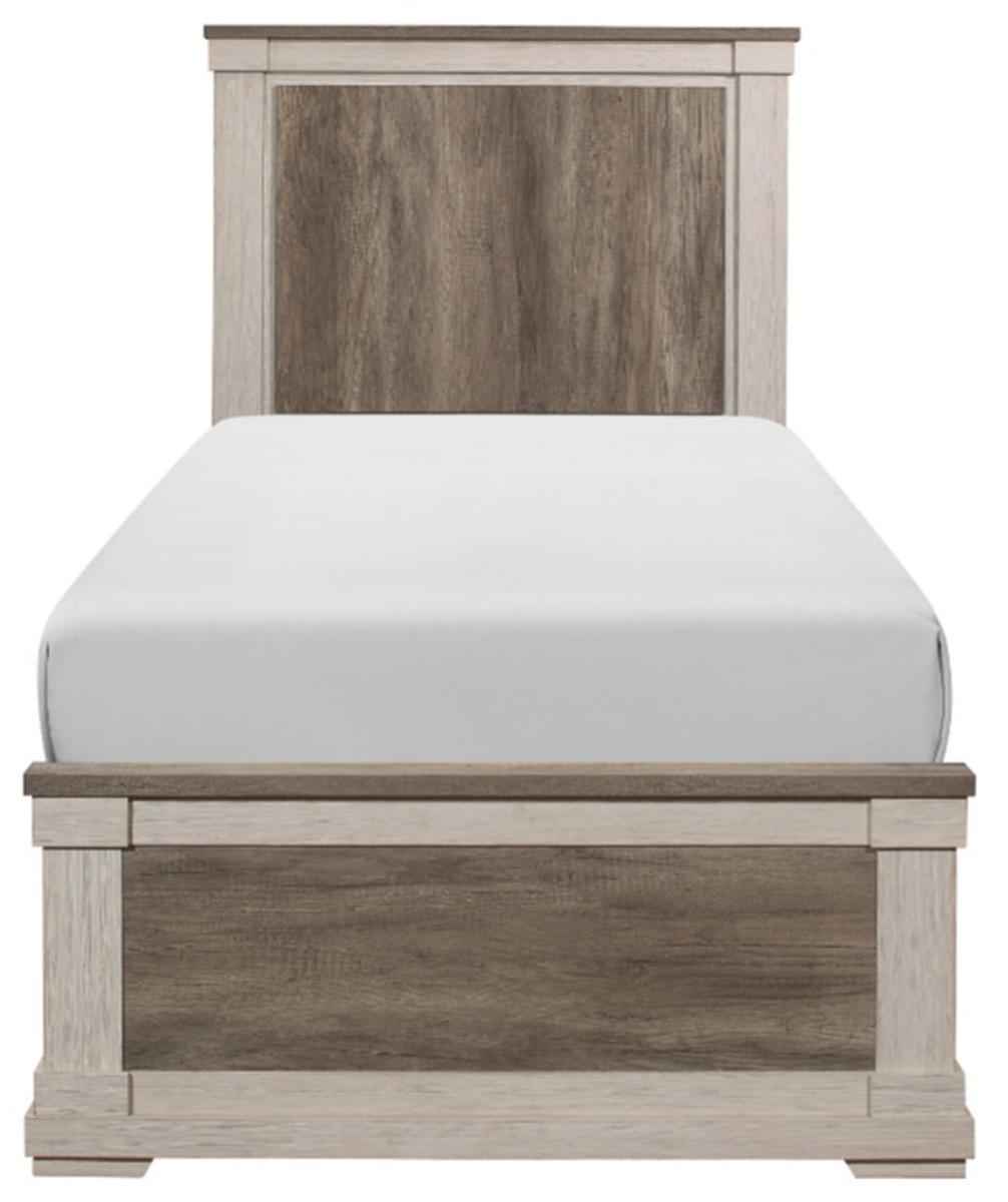 Arcadia Twin Panel Bed in White & Weathered Gray 1677T-1*