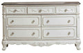 Cinderella 7 Drawer Dresser in Antique White with Grey Rub-Through 1386NW-5