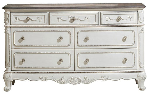 Cinderella 7 Drawer Dresser in Antique White with Grey Rub-Through 1386NW-5 image