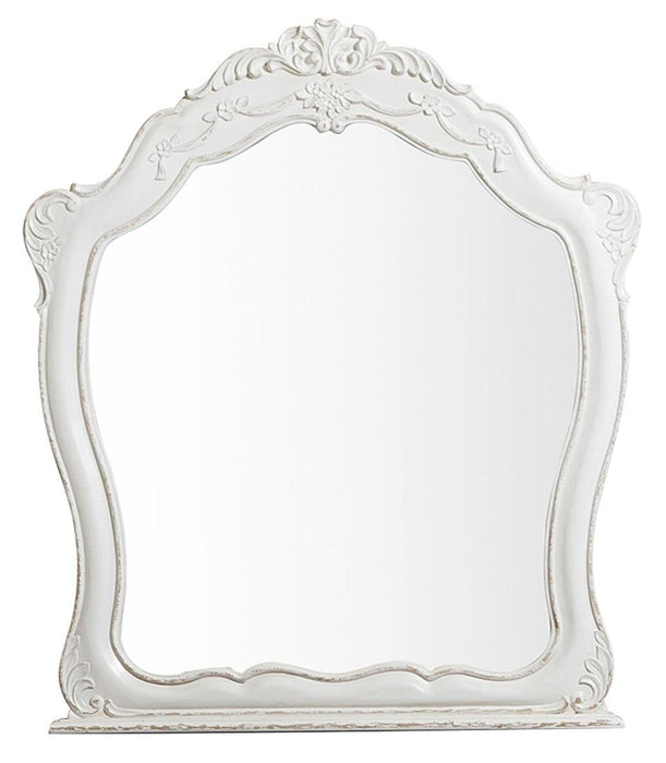 Cinderella Mirror in Antique White with Grey Rub-Through 1386NW-6 image