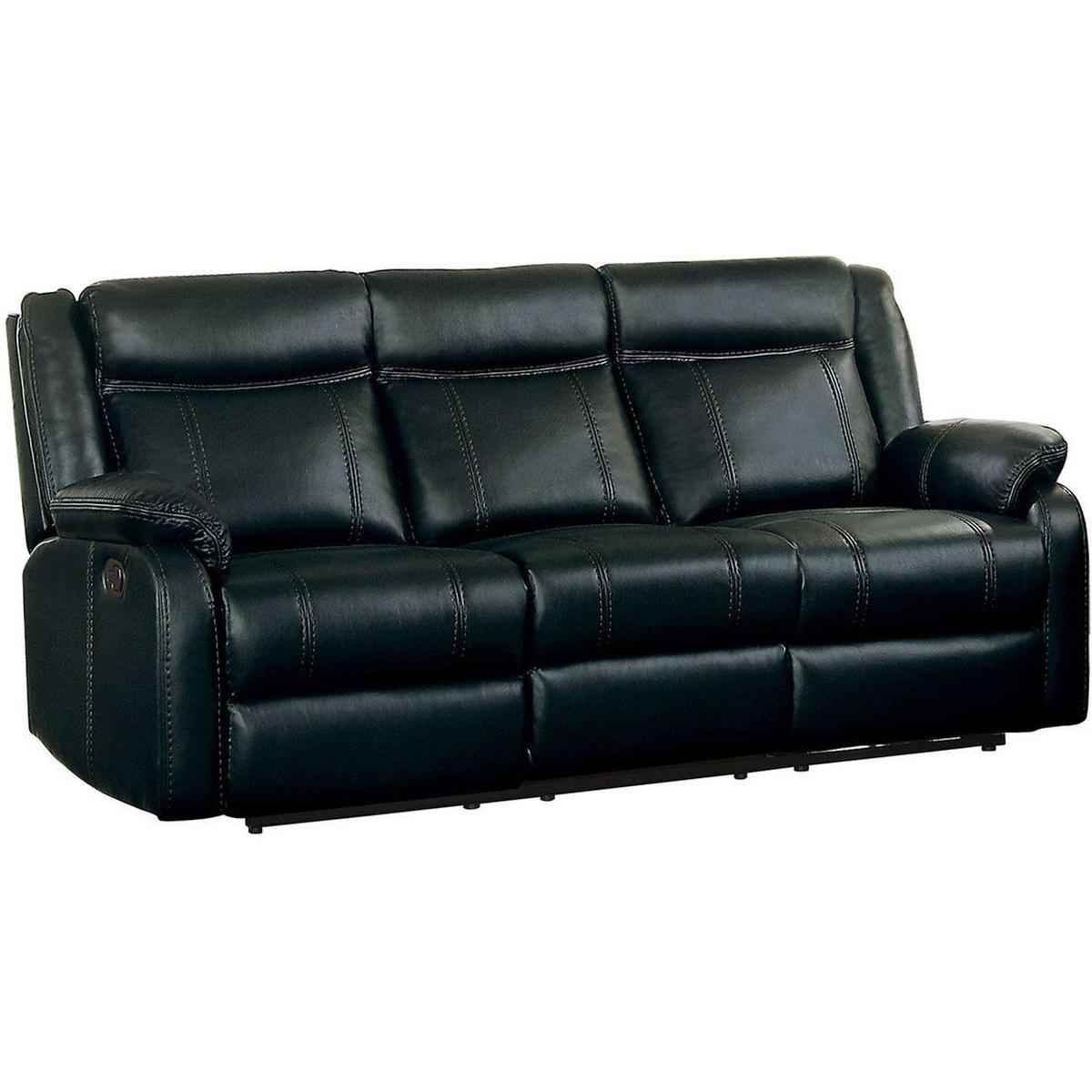 Jude Double Glider Recliner Sofa in Black 8201BLK-3
