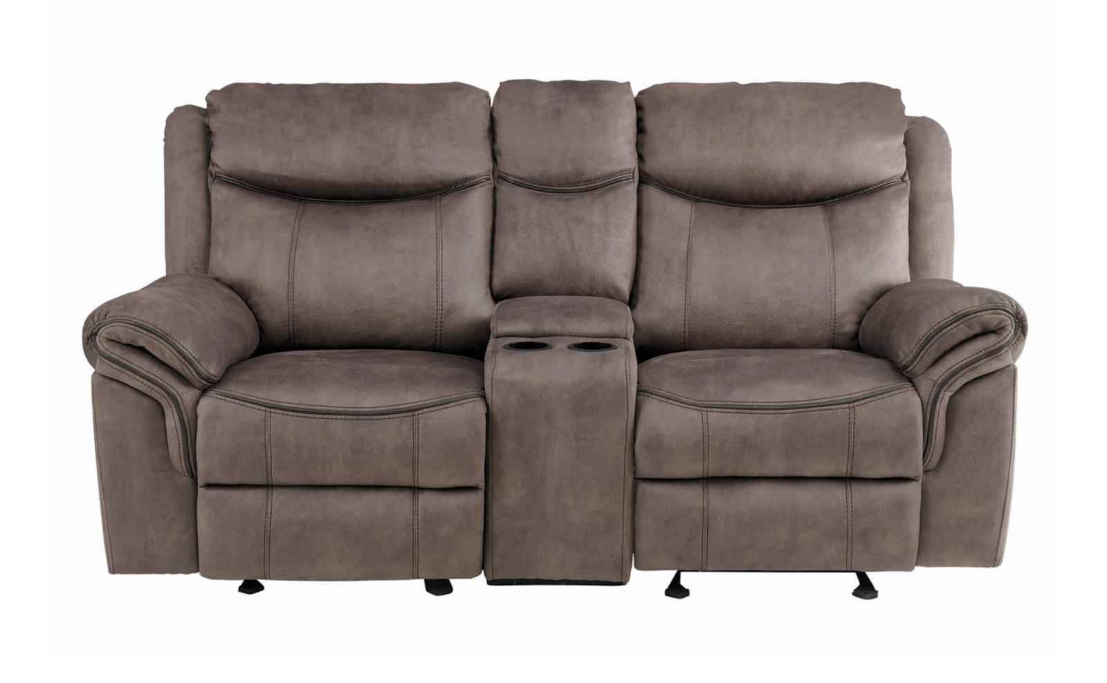 Aram Double Glider Reclining Loveseat in Dark Brown 8206NF-2