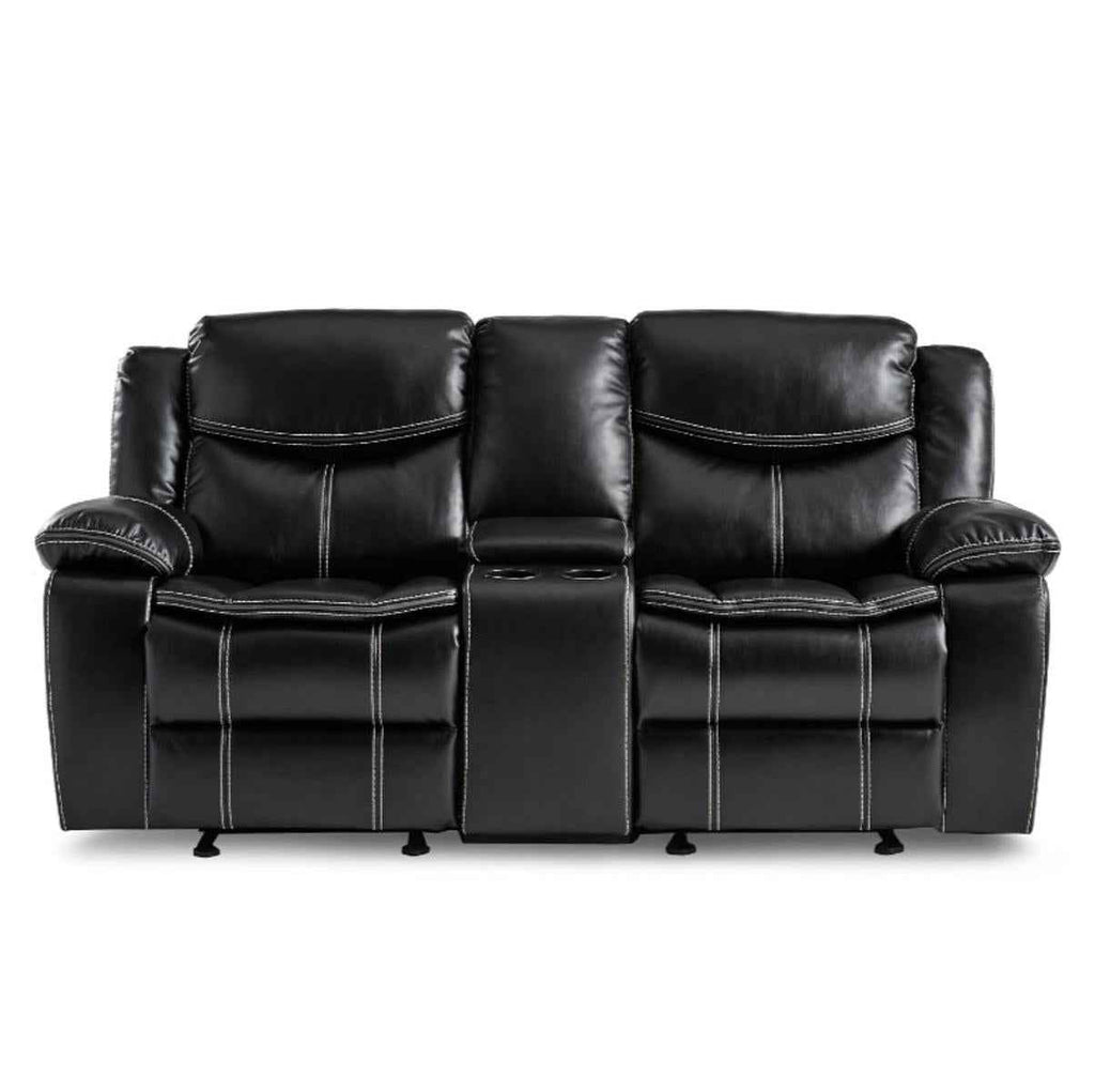 Bastrop Double Glider Reclining Loveseat in Black 8230BLK-2