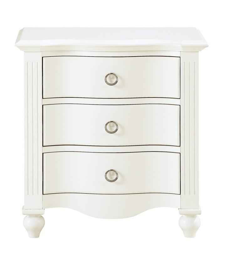 Meghan 3 Drawer Nightstand in White 2058WH-4