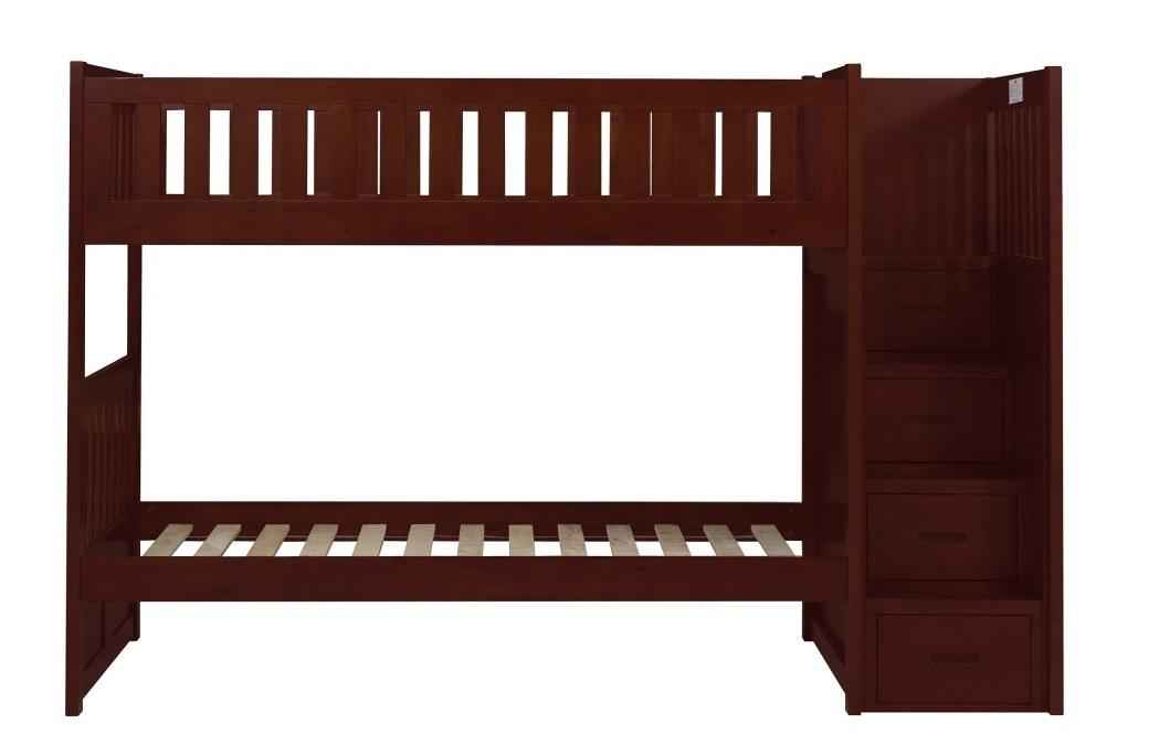 Rowe Bunk Bed w/ Reversible Step Storage in Dark Cherry B2013SBDC-1*