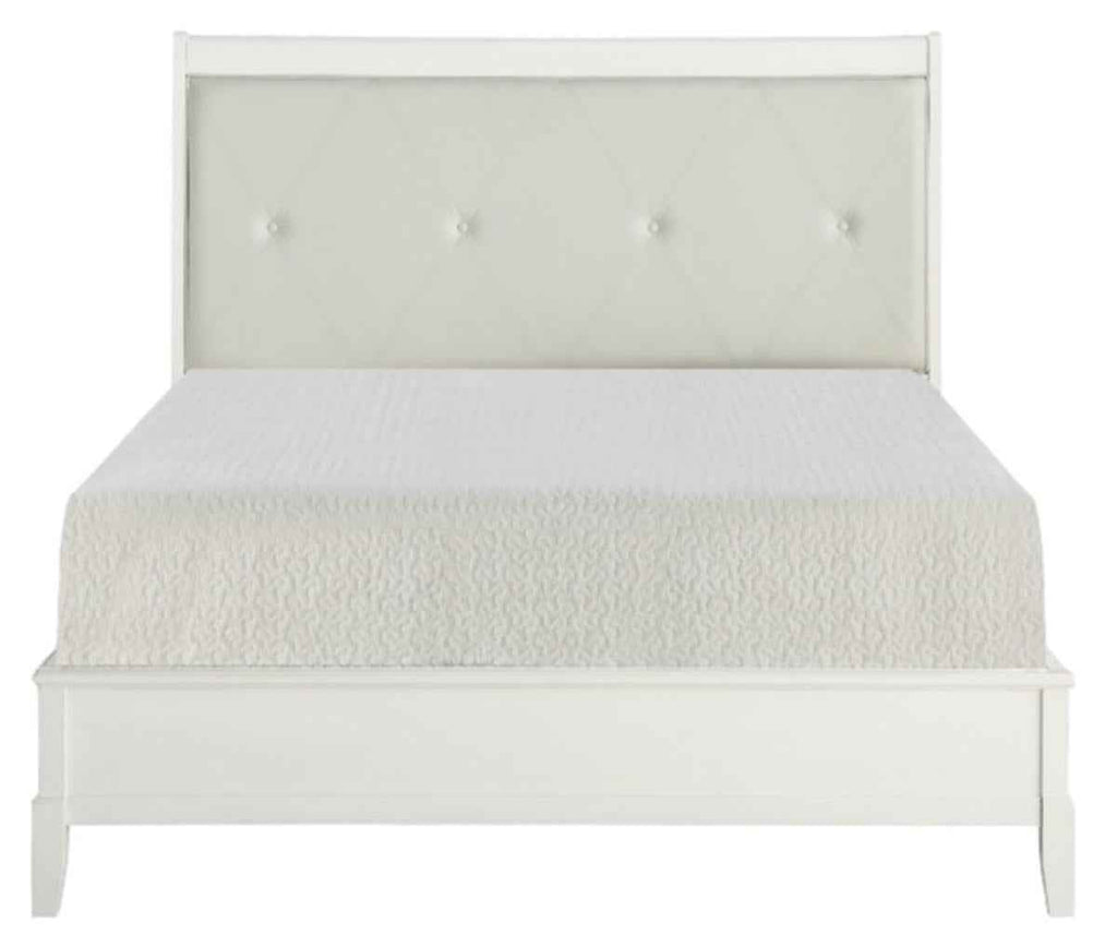 Cotterill King Upholstered Sleigh Bed in Antique White 1730KWW-1EK*