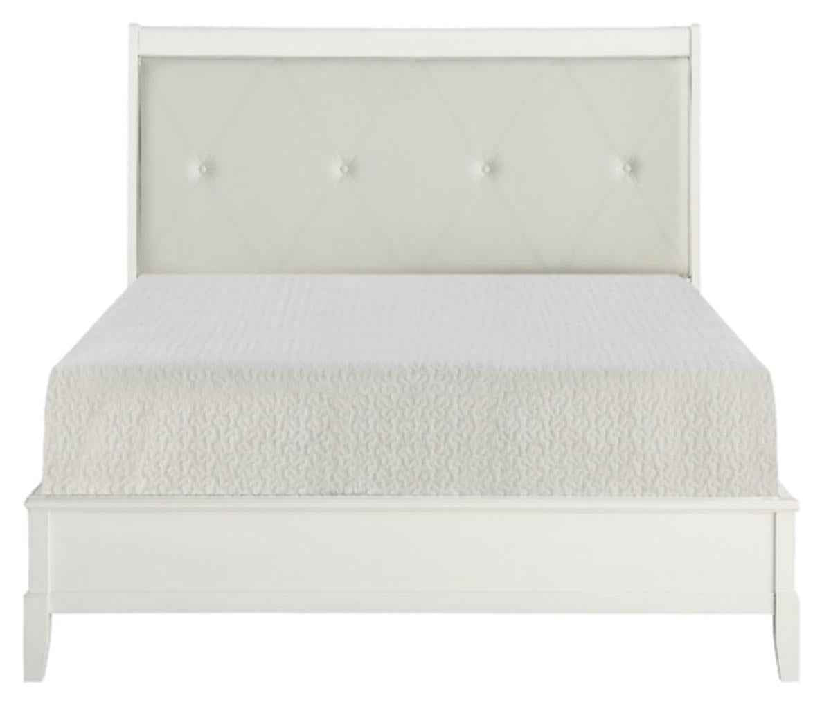 Cotterill King Upholstered Sleigh Bed in Antique White 1730KWW-1EK*